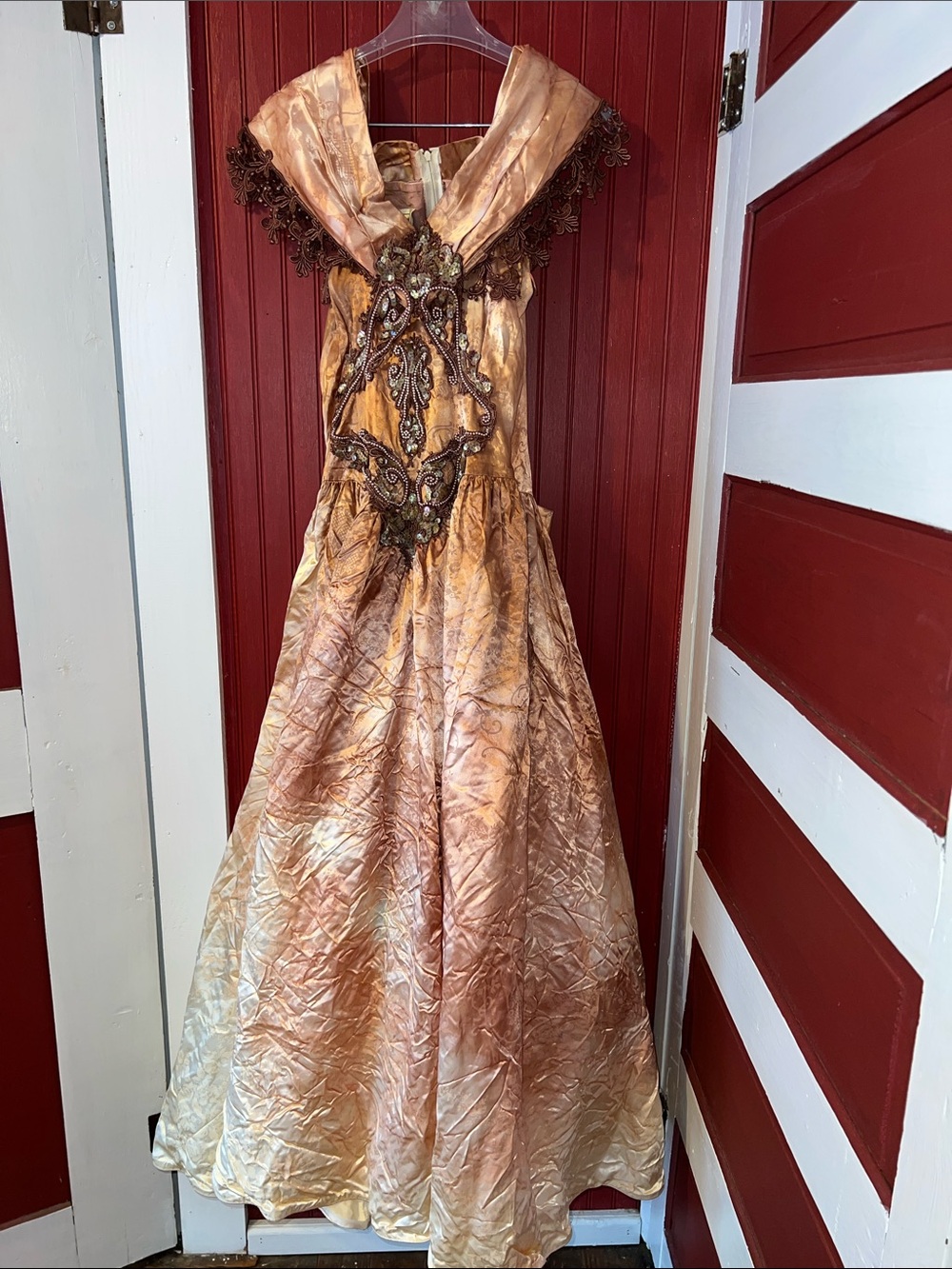 Vintage 80 Jessica McClintock Metallic Embellished Goth Haunted Halloween Dress